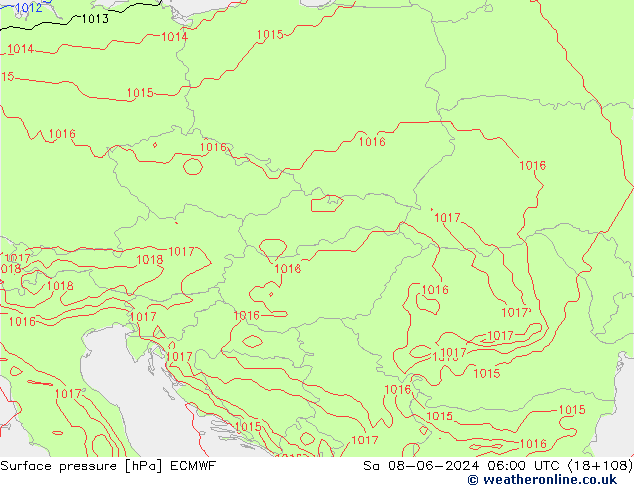 Atmosférický tlak ECMWF So 08.06.2024 06 UTC