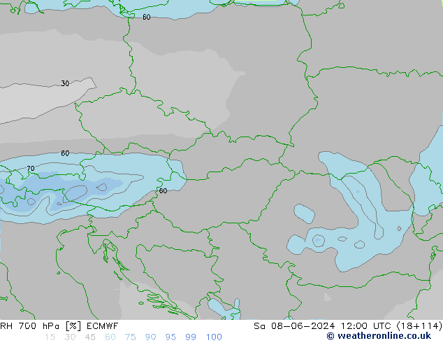 RH 700 hPa ECMWF Sáb 08.06.2024 12 UTC