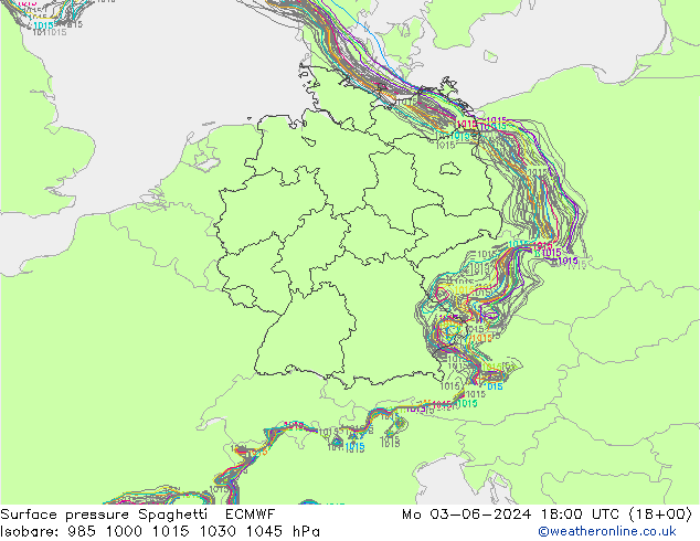 приземное давление Spaghetti ECMWF пн 03.06.2024 18 UTC