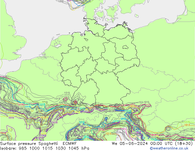 Yer basıncı Spaghetti ECMWF Çar 05.06.2024 00 UTC