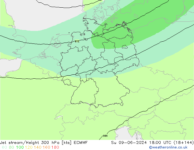 Jet stream/Height 300 hPa ECMWF Ne 09.06.2024 18 UTC