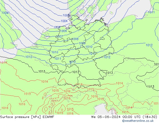 Surface pressure ECMWF We 05.06.2024 00 UTC