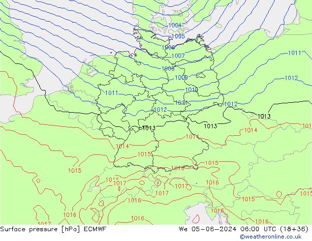 Yer basıncı ECMWF Çar 05.06.2024 06 UTC