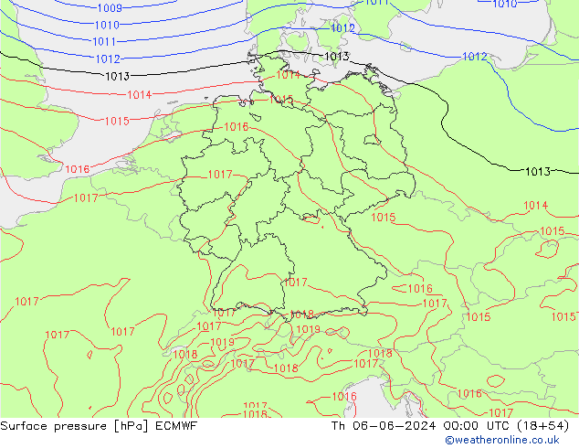 Luchtdruk (Grond) ECMWF do 06.06.2024 00 UTC