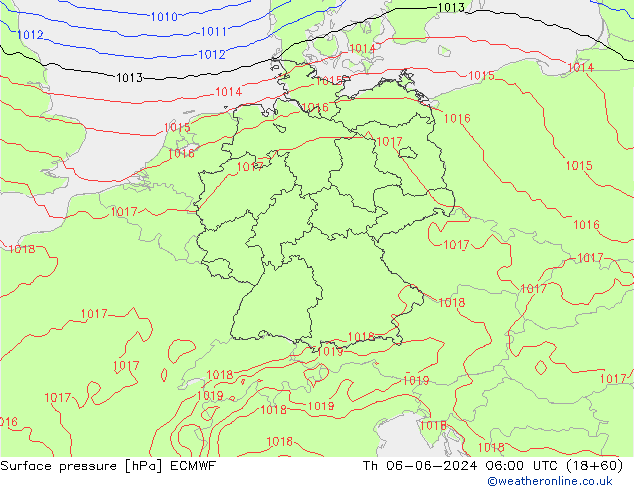 pressão do solo ECMWF Qui 06.06.2024 06 UTC