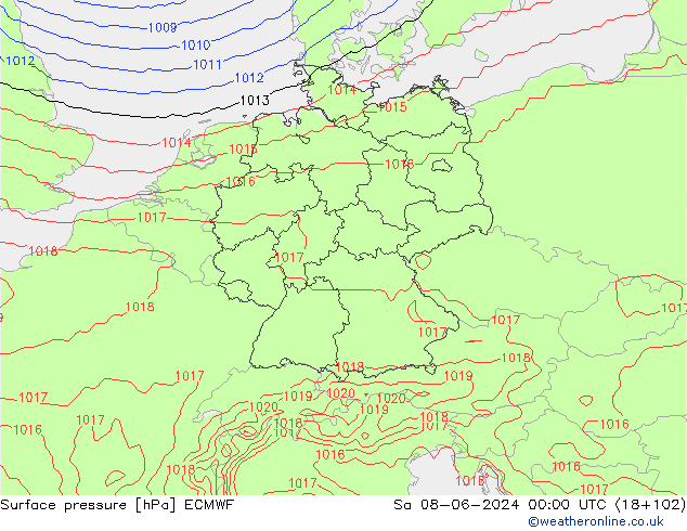 приземное давление ECMWF сб 08.06.2024 00 UTC