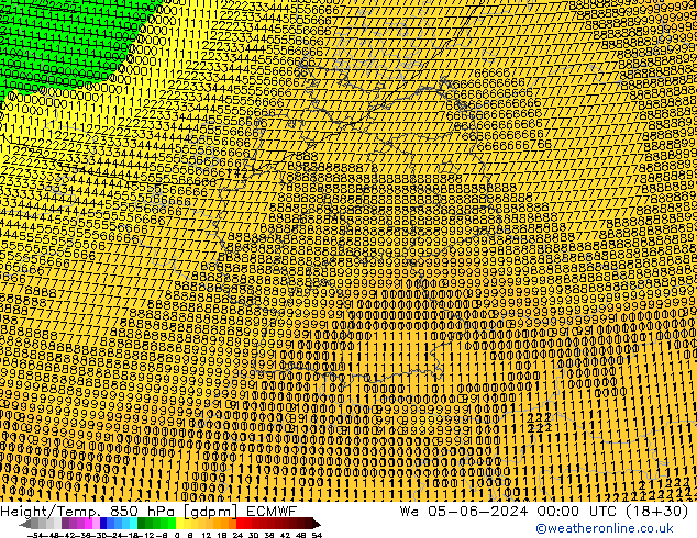 Height/Temp. 850 hPa ECMWF We 05.06.2024 00 UTC