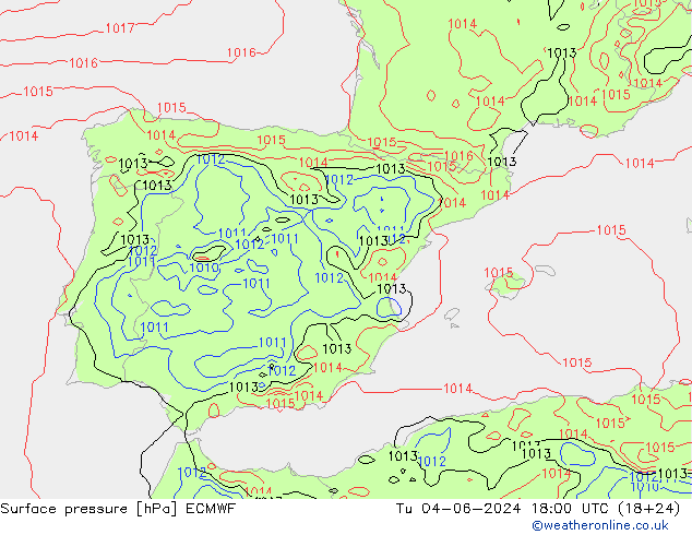 ciśnienie ECMWF wto. 04.06.2024 18 UTC