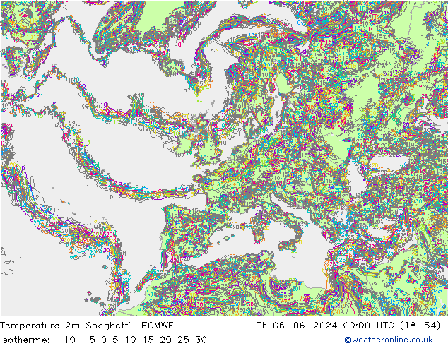 Sıcaklık Haritası 2m Spaghetti ECMWF Per 06.06.2024 00 UTC