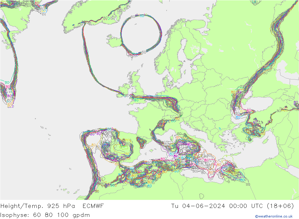 Géop./Temp. 925 hPa ECMWF mar 04.06.2024 00 UTC