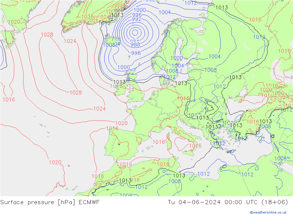 Presión superficial ECMWF mar 04.06.2024 00 UTC