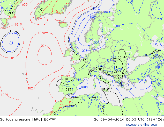 pression de l'air ECMWF dim 09.06.2024 00 UTC