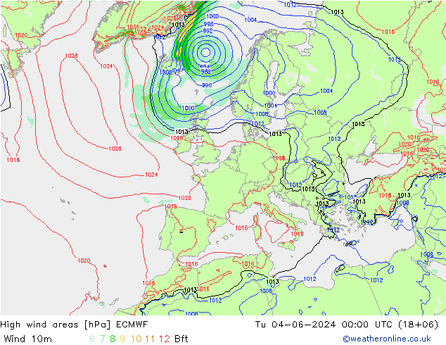 High wind areas ECMWF  04.06.2024 00 UTC