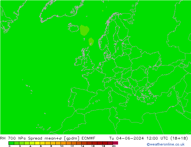 RH 700 hPa Spread ECMWF  04.06.2024 12 UTC