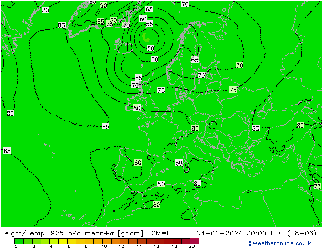 Yükseklik/Sıc. 925 hPa ECMWF Sa 04.06.2024 00 UTC