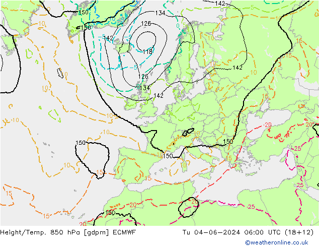 Geop./Temp. 850 hPa ECMWF mar 04.06.2024 06 UTC