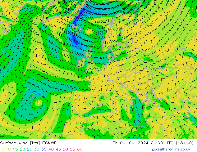 Rüzgar 10 m ECMWF Per 06.06.2024 06 UTC