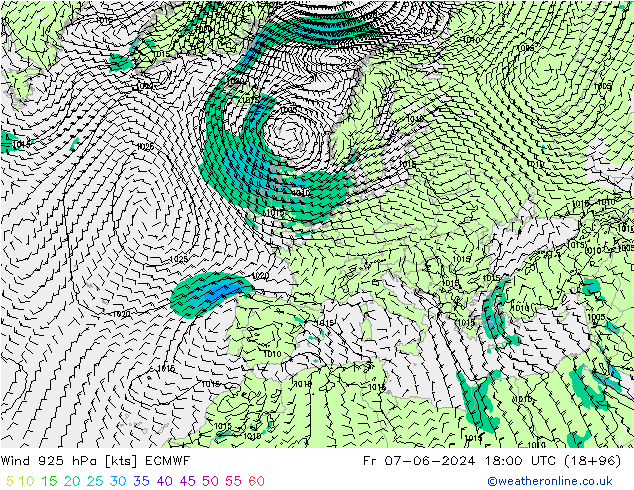 Wind 925 hPa ECMWF Fr 07.06.2024 18 UTC