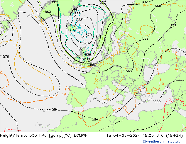 Geop./Temp. 500 hPa ECMWF mar 04.06.2024 18 UTC