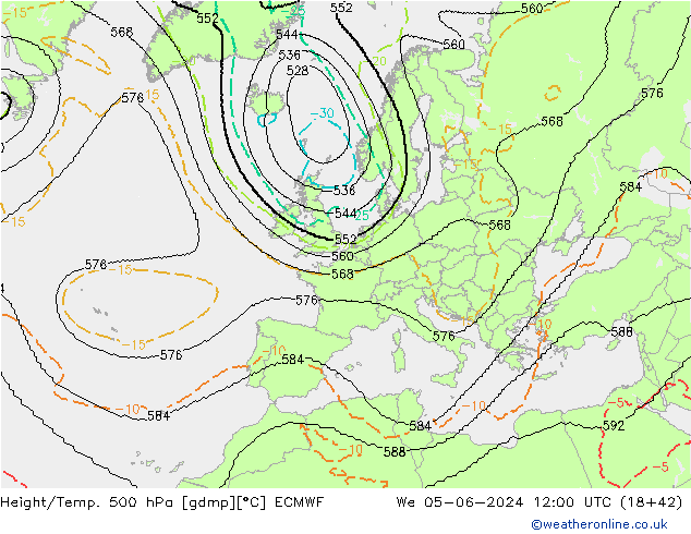 Geop./Temp. 500 hPa ECMWF mié 05.06.2024 12 UTC