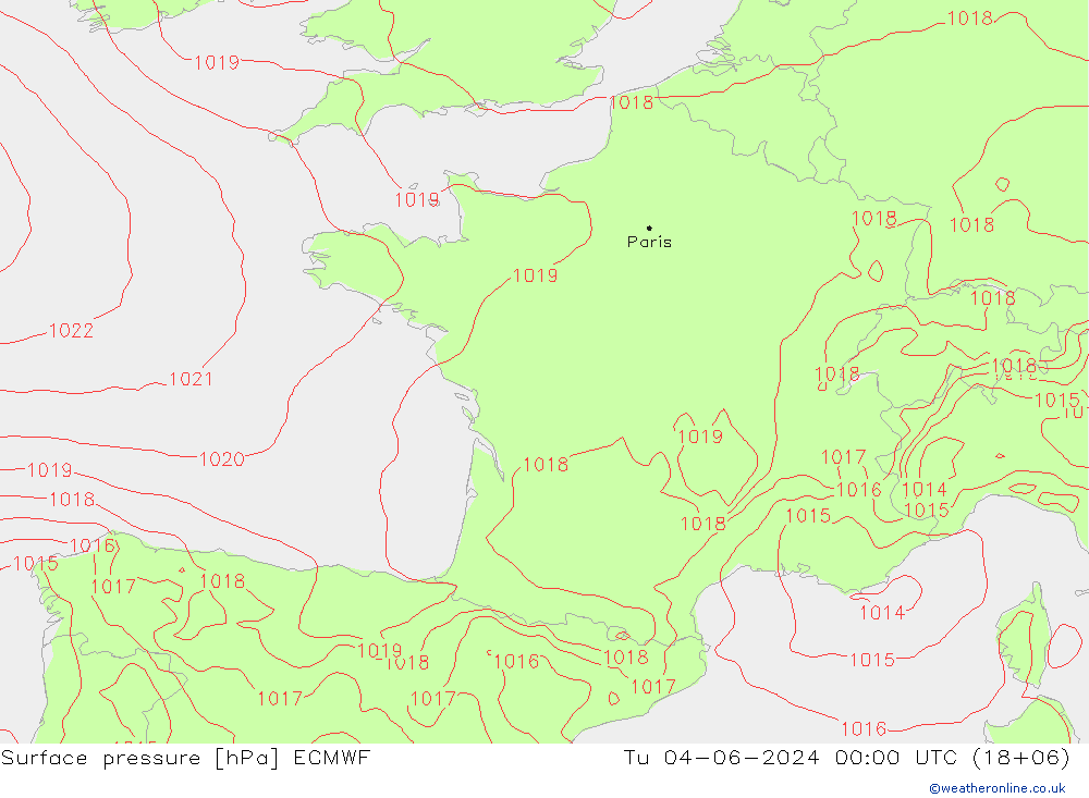 Bodendruck ECMWF Di 04.06.2024 00 UTC