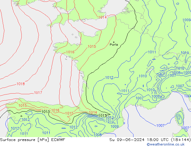 pression de l'air ECMWF dim 09.06.2024 18 UTC
