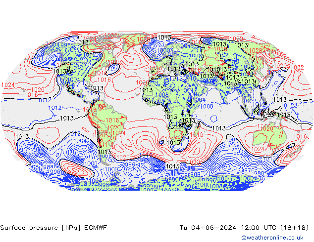 Surface pressure ECMWF Tu 04.06.2024 12 UTC