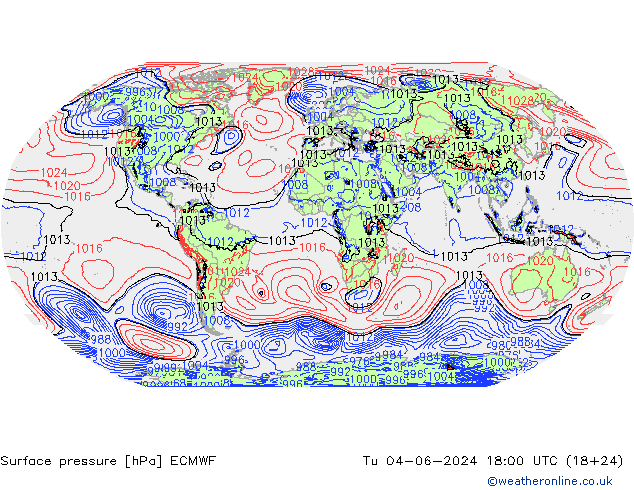 Yer basıncı ECMWF Sa 04.06.2024 18 UTC