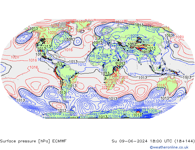 pressão do solo ECMWF Dom 09.06.2024 18 UTC