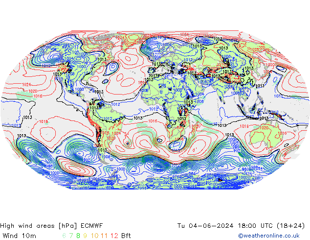 High wind areas ECMWF mar 04.06.2024 18 UTC