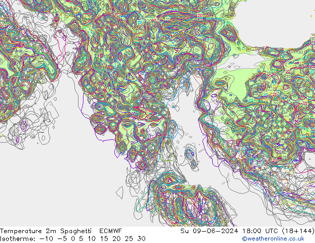 mapa temperatury 2m Spaghetti ECMWF nie. 09.06.2024 18 UTC