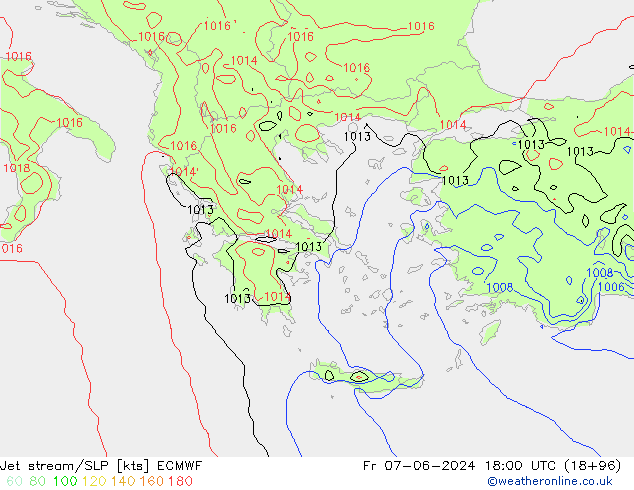 Jet stream/SLP ECMWF Fr 07.06.2024 18 UTC