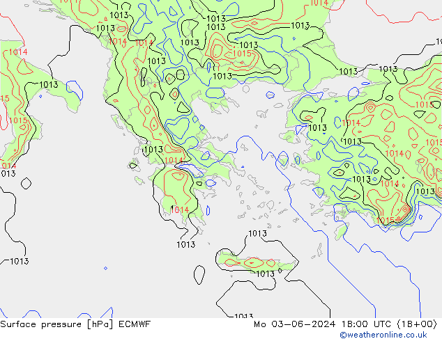 Pressione al suolo ECMWF lun 03.06.2024 18 UTC