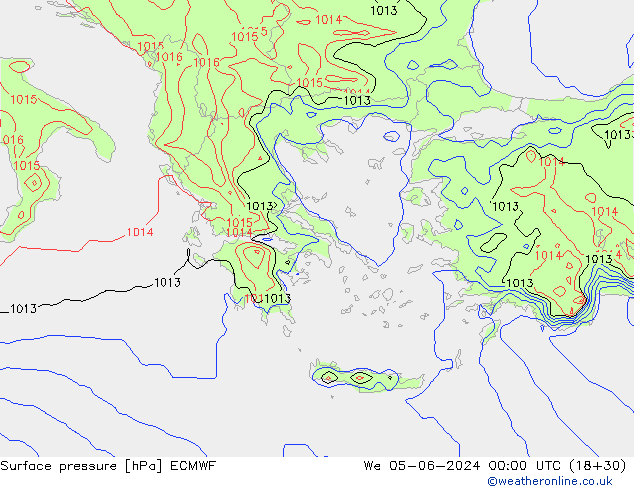 Surface pressure ECMWF We 05.06.2024 00 UTC