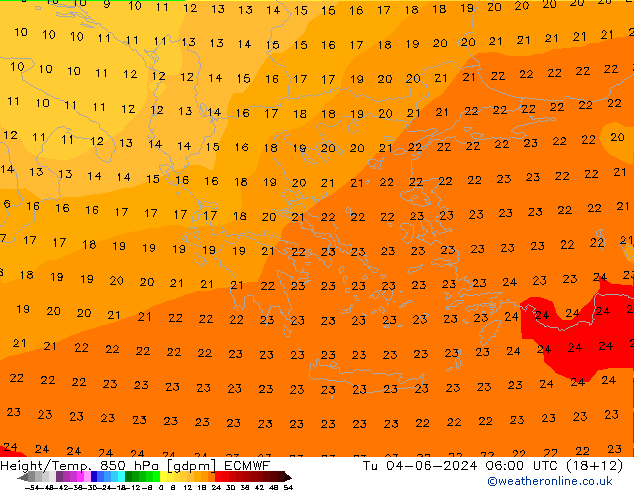 Height/Temp. 850 hPa ECMWF Tu 04.06.2024 06 UTC