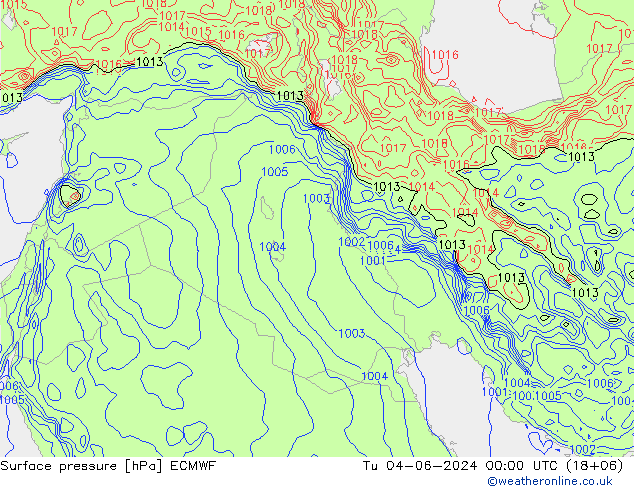 Yer basıncı ECMWF Sa 04.06.2024 00 UTC