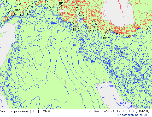 pressão do solo ECMWF Ter 04.06.2024 12 UTC