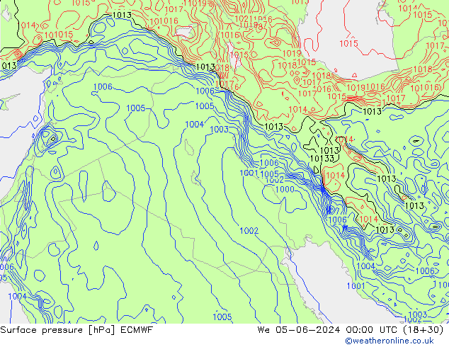 Surface pressure ECMWF We 05.06.2024 00 UTC