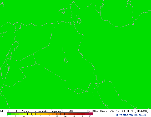 Humidité rel. 700 hPa Spread ECMWF jeu 06.06.2024 12 UTC