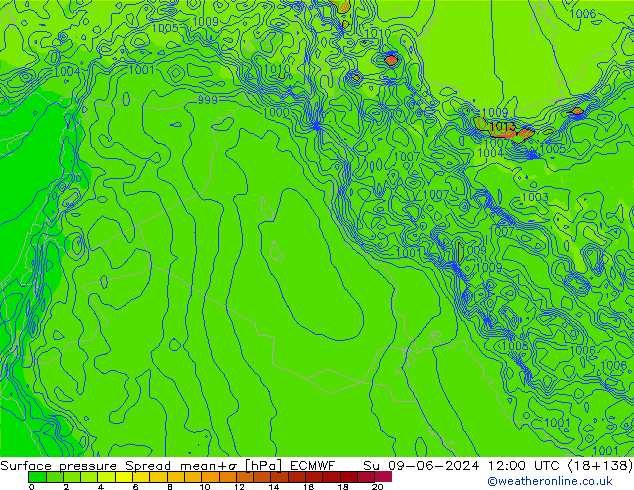 Bodendruck Spread ECMWF So 09.06.2024 12 UTC