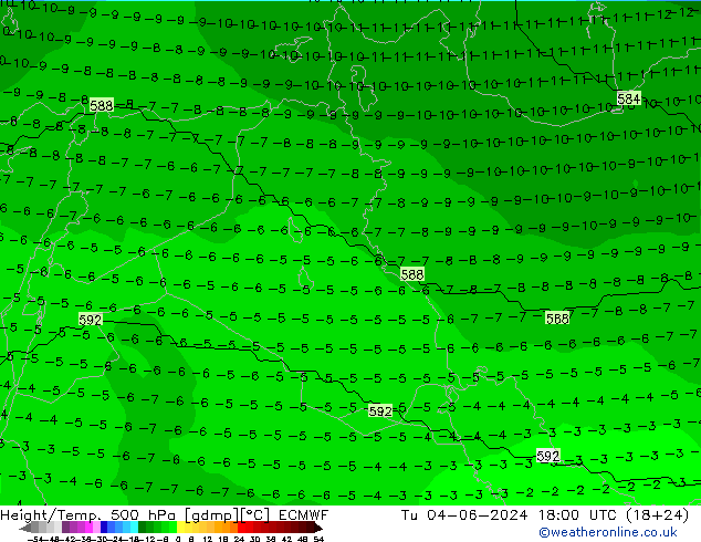 Géop./Temp. 500 hPa ECMWF mar 04.06.2024 18 UTC