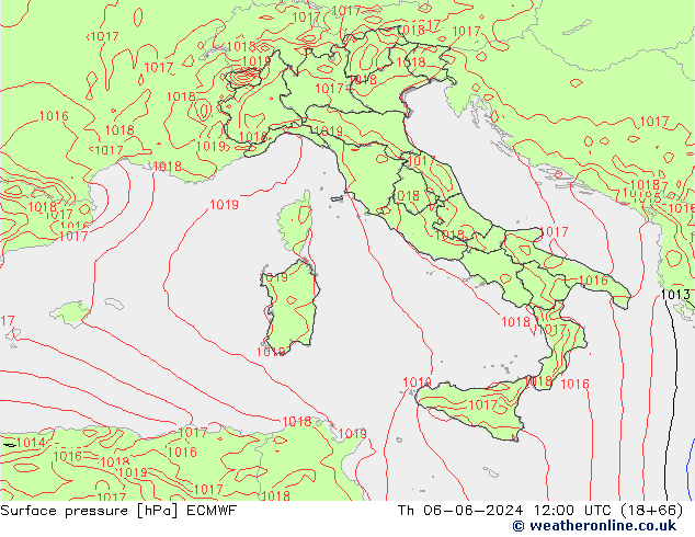 Pressione al suolo ECMWF gio 06.06.2024 12 UTC