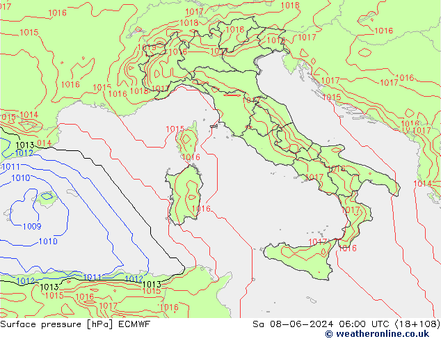 Atmosférický tlak ECMWF So 08.06.2024 06 UTC