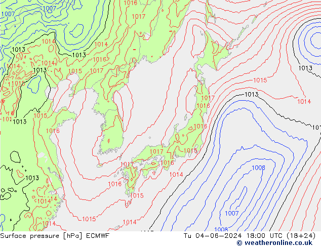 приземное давление ECMWF вт 04.06.2024 18 UTC