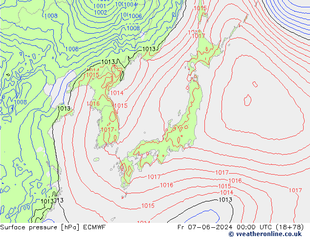 ciśnienie ECMWF pt. 07.06.2024 00 UTC