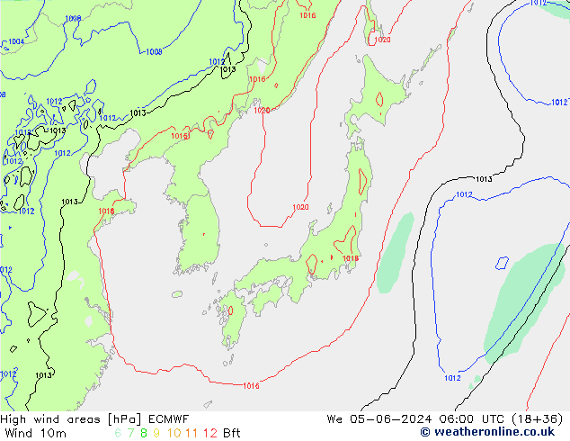 High wind areas ECMWF  05.06.2024 06 UTC
