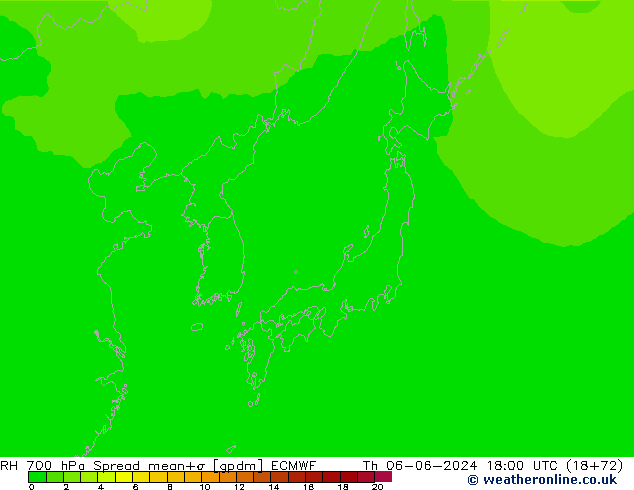 700 hPa Nispi Nem Spread ECMWF Per 06.06.2024 18 UTC