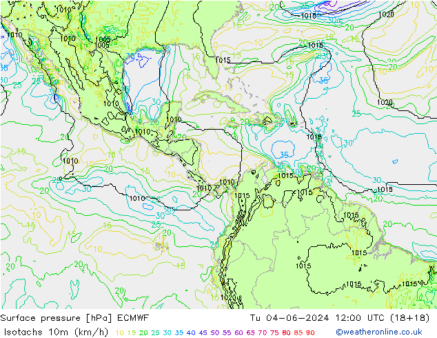 Isotachs (kph) ECMWF mar 04.06.2024 12 UTC