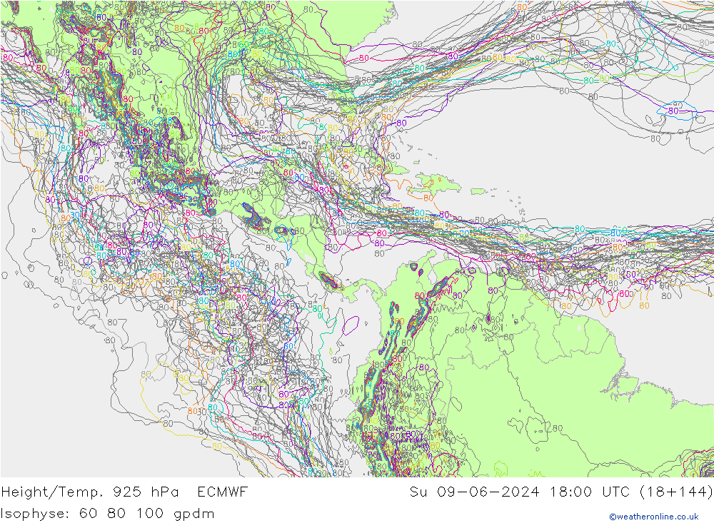 Height/Temp. 925 hPa ECMWF nie. 09.06.2024 18 UTC