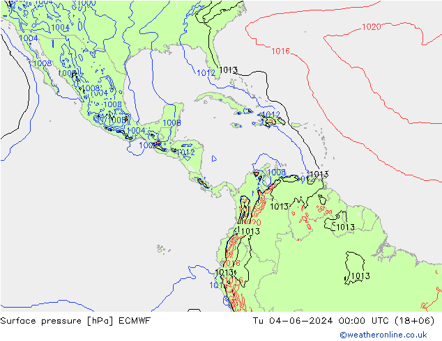 Pressione al suolo ECMWF mar 04.06.2024 00 UTC